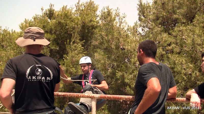 Jumping from the roof in vertical urban survival course